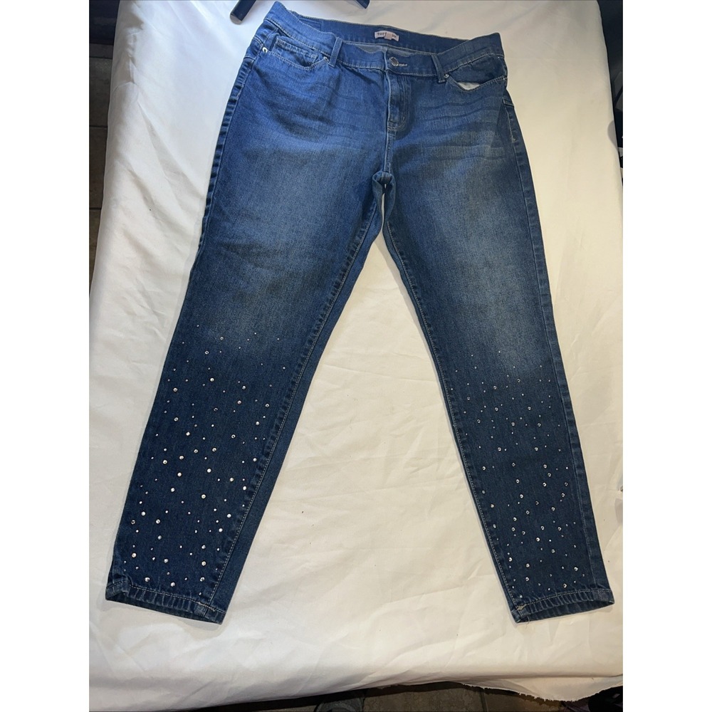 Juicy Couture‎ Rhinestone Gem Skinny Jeans Women's Size 12 Medium Wash Blue 347